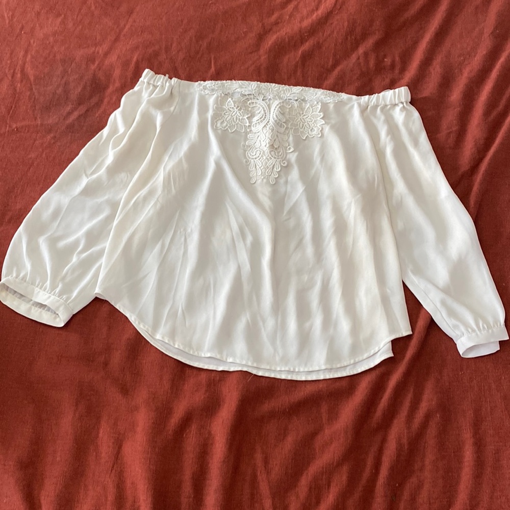 Express cream off the shoulder top size large